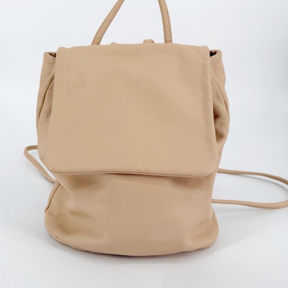 Baggu Leather Mini Backpack Cream